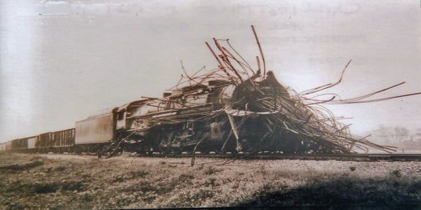 The result of a boiler explosion on a steam locomotive, alternate view. : CatastrophicFailure