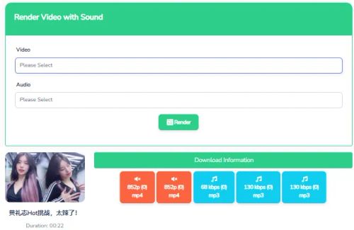 Select MP4 or MP3 format on BraveDown Bilibili downloader