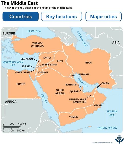 The Middle East: Countries, Key locations, and Major Cities