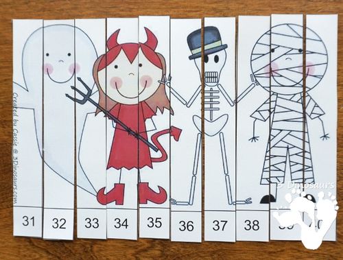 Free Halloween Pack For Tot, Preschool, PreK & Kindergarten - fun printables with a mix of activities with cards, puzzles, hands-on activities and more with a fun Halloween theme that can be used with the book There was an Old Lady who Swallowed a Bat Over 110 pages - 3Dinosaurs.com