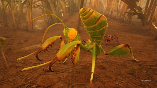 A Praying Mantis fights in Grounded 2.