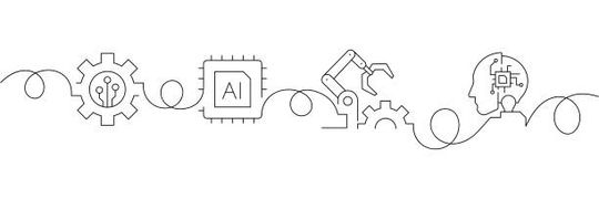 continuous one line drawing machine learning icons concept. single line vector illustration. digitalization, computer chip, robotics, artificial intelligence. - computer line drawing stock illustrations