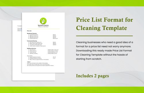 Price List Format for Cleaning Template in Word, PDF, Google Docs - Download | Template.net