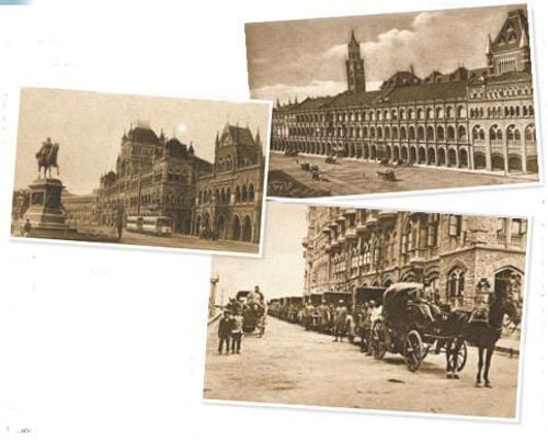 <br />In sepia: (clockwise from above) Esplanade Road or Kala Ghoda; the Bombay Club; and Victorias lined up outside the Taj Mahal Hotel. Photographs courtesy World Luxury Council (India)<br />