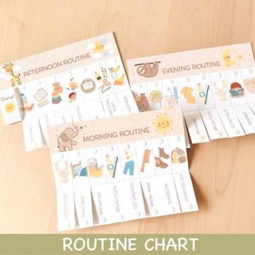Preview of Toddler Routine Chart Flip Chore Chart Morning Afternoon Evening Routine Kids