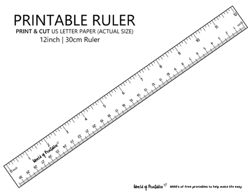 Printable Ruler 12 inches and 30 centimeters - US Letter