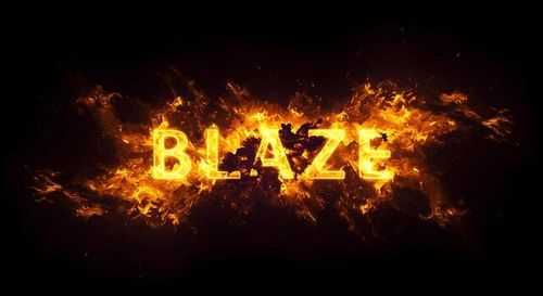 Blaze Fire Text Effect on Black Background photo