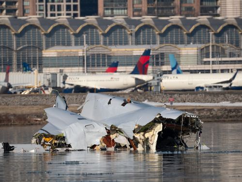 aircraft wreckage from crash in potomac river taken on 30 january 2025