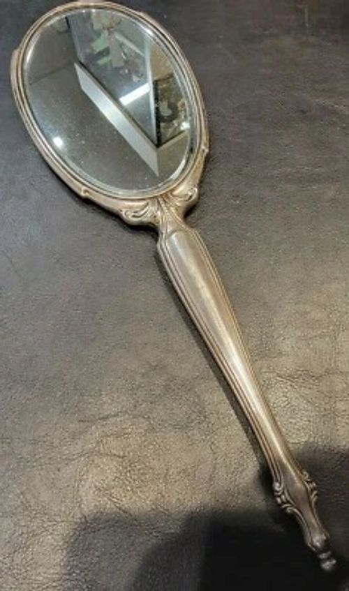 Vintage Victorian 19C Sterling Silver Hand Mirror Monogrammed Hallmarked Antique - Image 1 of 4