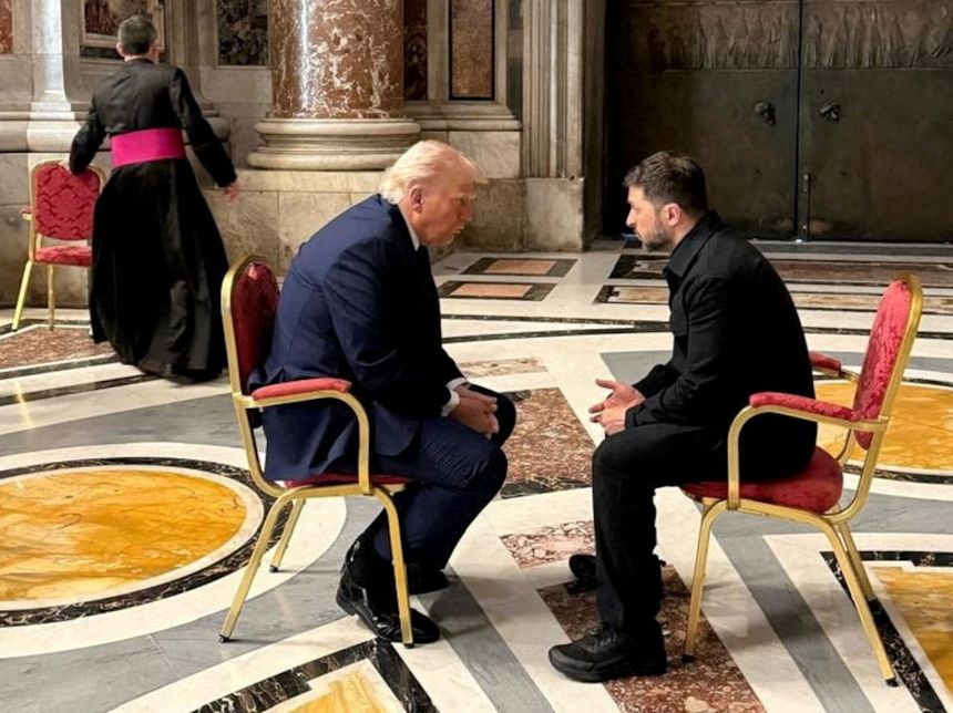 Ukraine's President Zelenskiy meeting U.S. President Trump at the Vatican