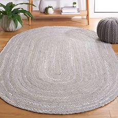 SAFAVIEH Braided Collection Area Rug - 6' x 9' Oval, Light Grey, Handmade Country Cottage Reversible Cotton, Ideal for High Traffic Areas in Living Room, Bedroom (BRD452F)