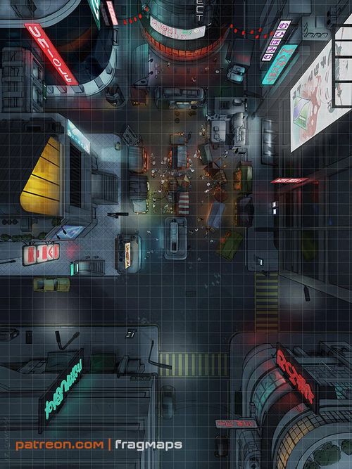 cyberpunk, battle maps, RPG, ttrpg, roll20, foundry, encounter maps