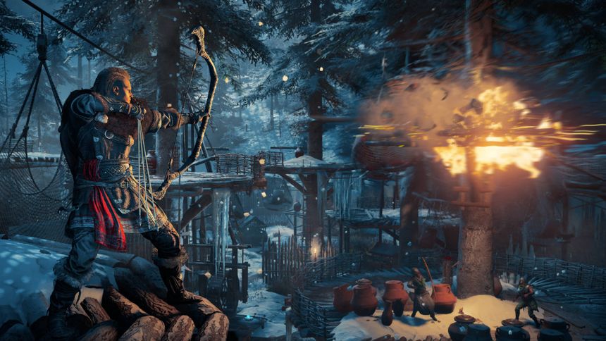 Eivor Readying for Archery in Assassin's Creed Valhalla Wallpaper