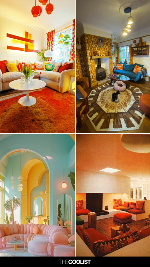Collage of Retro Style Living Room Ideas