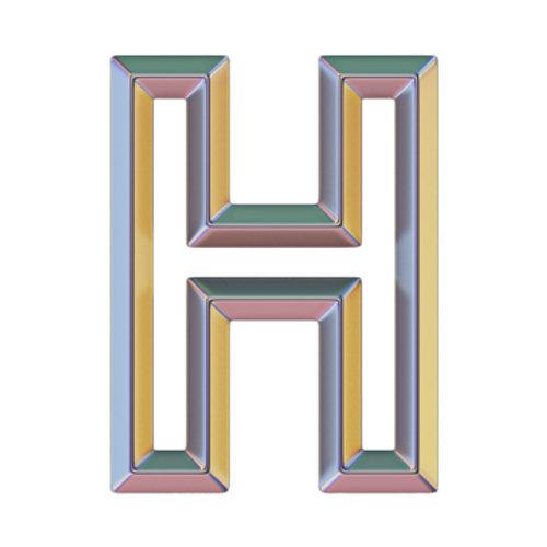 letra 3d h em fonte cromada com png, Abc, Isolado, Brilhante PNG Imagem