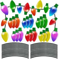 90PCS Christmas Car Refrigerator Decorations - 42 Reflective Bulb Light Shaped Magnets 48 Magnetic Wires Ornaments Set Xmas Holiday Cute Decor
