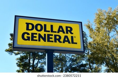 Dollar General Store Sign, Nashville, North Carolina, USA, October 23, 2023 Editorial Stock Photo
