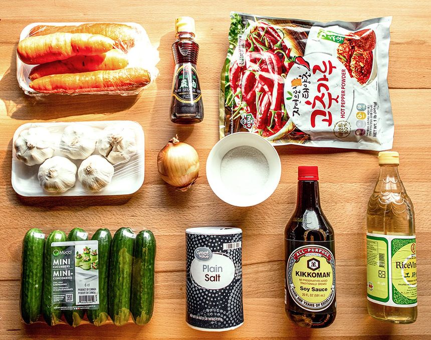 ingredients for cucumber kimchi