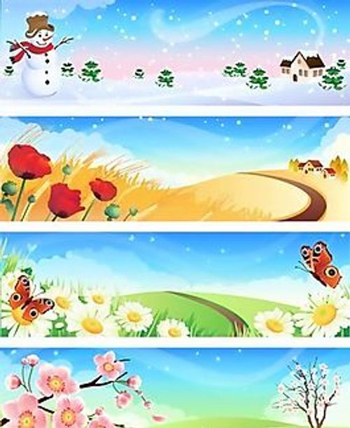 春夏秋冬风景矢量素材