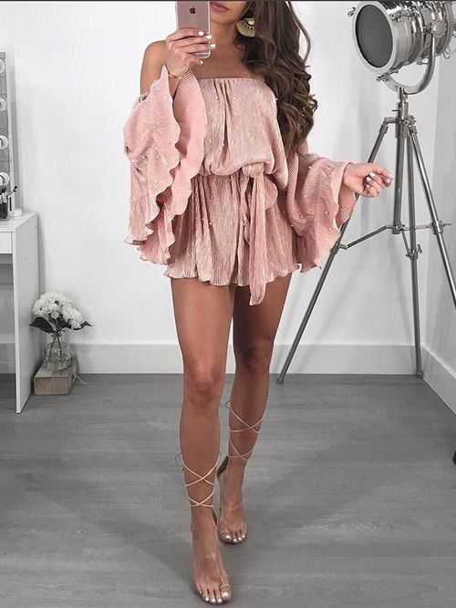 Off Shoulder Flared Sleeve Belted Sexy Romper (S/M/L/XL) $36.47 Pink Jumpsuits And Rompers For Summer Nights, Pink Summer Outfits For Women, Glamorous Summer Outfits, Pink Off Shoulder Dress For Summer Night Out, Pink Off-shoulder Dress For Summer Night Out, Casual Pink Off Shoulder Dress For Spring, Pink Off-shoulder Dress For Spring Night Out, Pink Off Shoulder Dress For Summer Nights, Pink Off Shoulder Dress For Spring Night Out