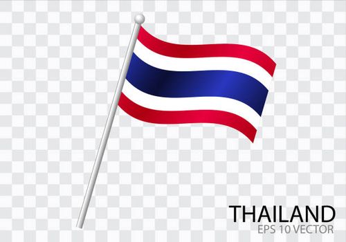 Flag of THAILAND with flag pole waving in wind.Vector illustration Flag of THAILAND with flag pole waving in wind.Vector illustration thai-flag stock illustrations
