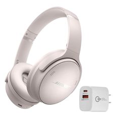 Bose QuietComfort Bluetooth Headphones, Wireless Headphones with Active Over Ear Noise Cancelling and Mic, + Green Extreme 20W 2-Port Wall Charger (White)