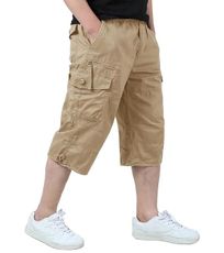 EKLENTSON Mens Cargo Shorts Relaxed Fit Outdoor Summer Shorts for Men Cotton Work Capri Shorts Baggy Khaki Shorts Men, Khaki, 40