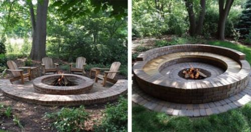 40 Oversized Red Brick Circular Fire Pit Designs with Seating