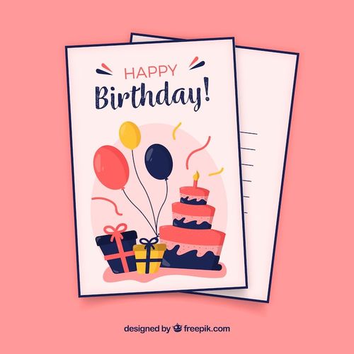 Free Vector birthday cards in flat style
