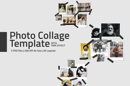Preview: Photo Collage Template with Tape Effect