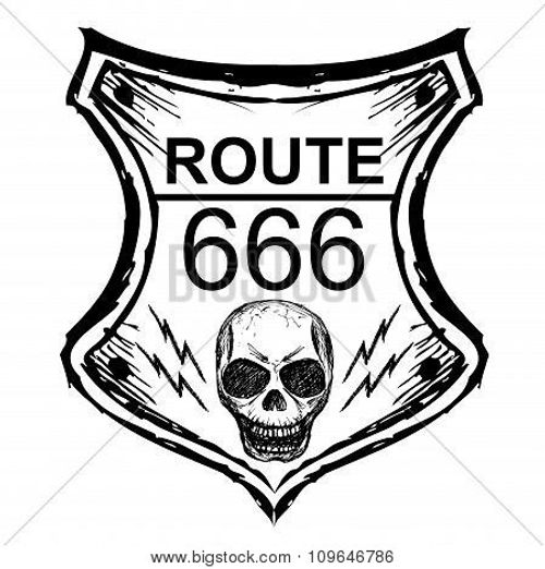 Black Route 666 Sign On A White Background