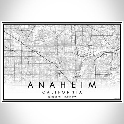 Anaheim California Map Print Landscape Orientation in Classic Style With Shaded Background