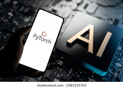 West Bangal, India - july 5, 2023 : PyTorch ai logo on phone screen stock image. Editorial Stock Photo