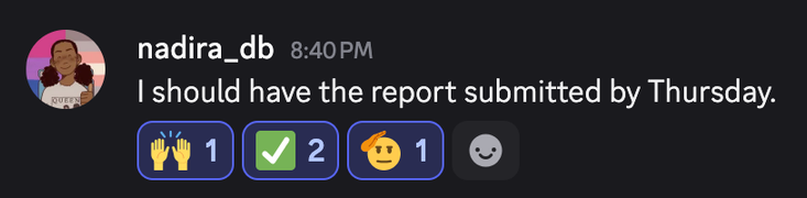 Discord message with emoji reactions.