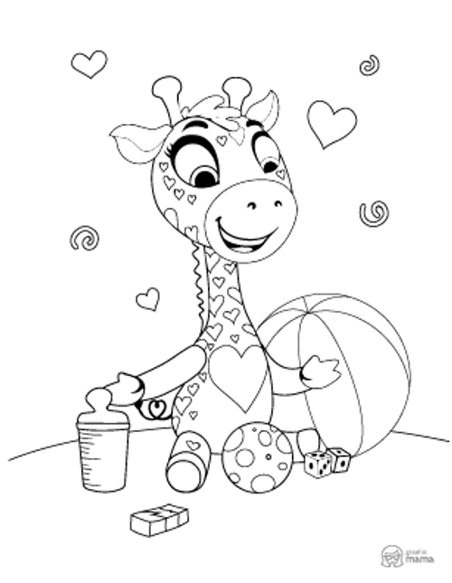 Giraffe Cartoon coloring page free printable Sheet