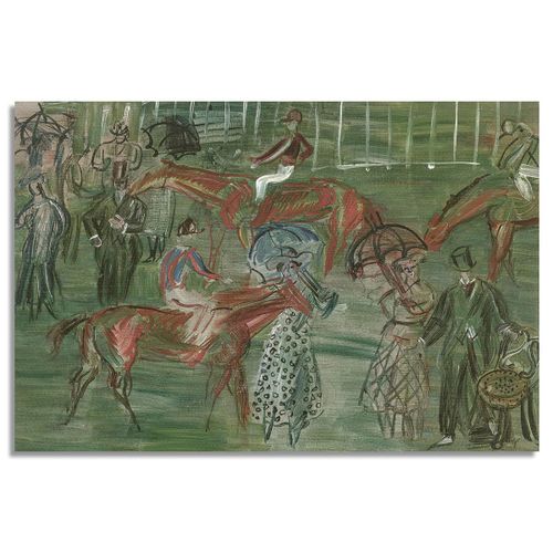 Horse Canvas Wall Art, Muted Race Day Oil Painting Poster, Vintage Equestrian Racing Fine Art Prints, Natural Sport Spirit...