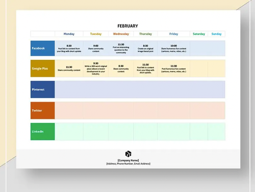 Template.net annual social media calendar template example