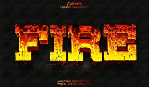 Vector fire vector text effect editable alphabet flame burn hot