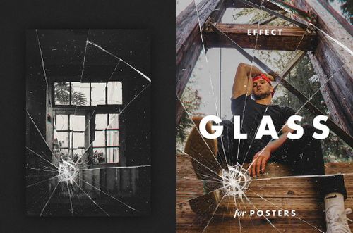 Broken Glass Poster Photo Effect Mockup in Photoshop PSD Format