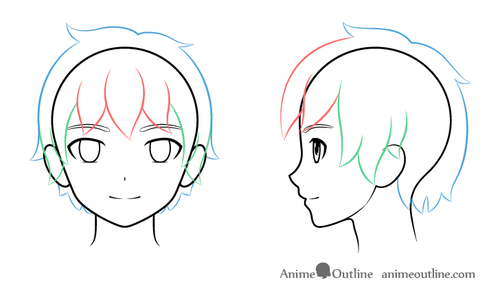 Anime boy hair drawing