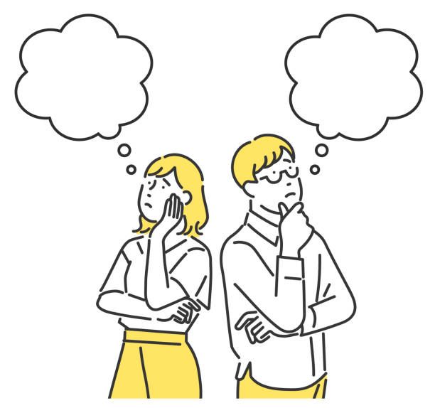 困っているカップル。 - 悩む点のイラスト素材／クリップアート素材／マンガ素材／アイコン素材