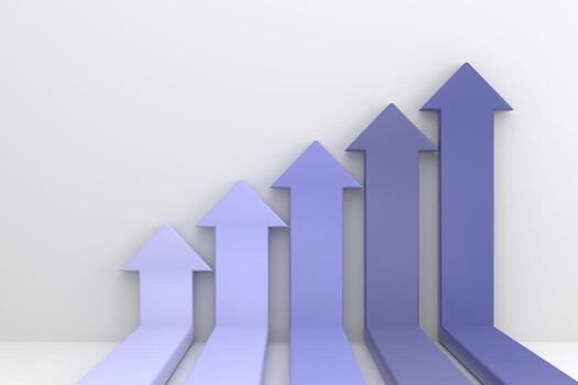 infografia flechas creciente en el muro, crecimiento gráfico o grafico inversión - en auge económico crecimiento foto