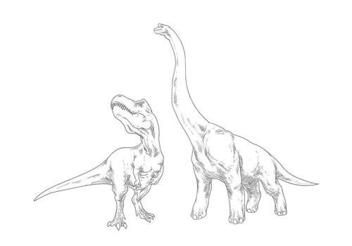 Realistic Drawing Dinosaur vector