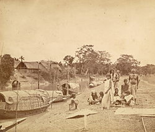 A riverside scene in rural east Bengal (present-day Bangladesh), 1860