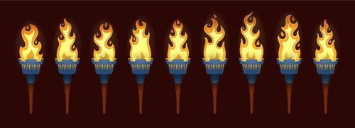 Burning torch flame animation sequence or loop vector