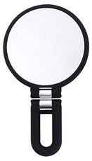 Danielle Creations 3-in-1 Folding Hand Held Compact Travel Makeup Mirror, 15x Magnification, Black