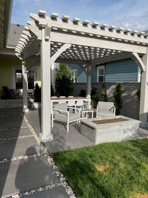 Modern Concrete Paver Walkway Patio Pergola