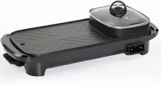 Electric 2 in 1 Grill with Shabu Shabu Hot Pot. Multifunctional Indoor Teppanyaki Korean BBQ Capacity for 2-5 People