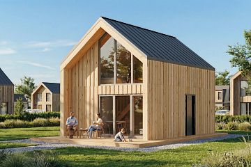 Studio bois compact avec terrasse