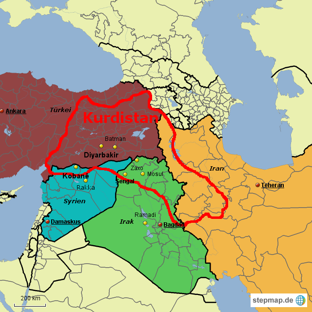 Türke/ Syrien/ Irak/ Iran von Svea_O - Landkarte für die Türkei
